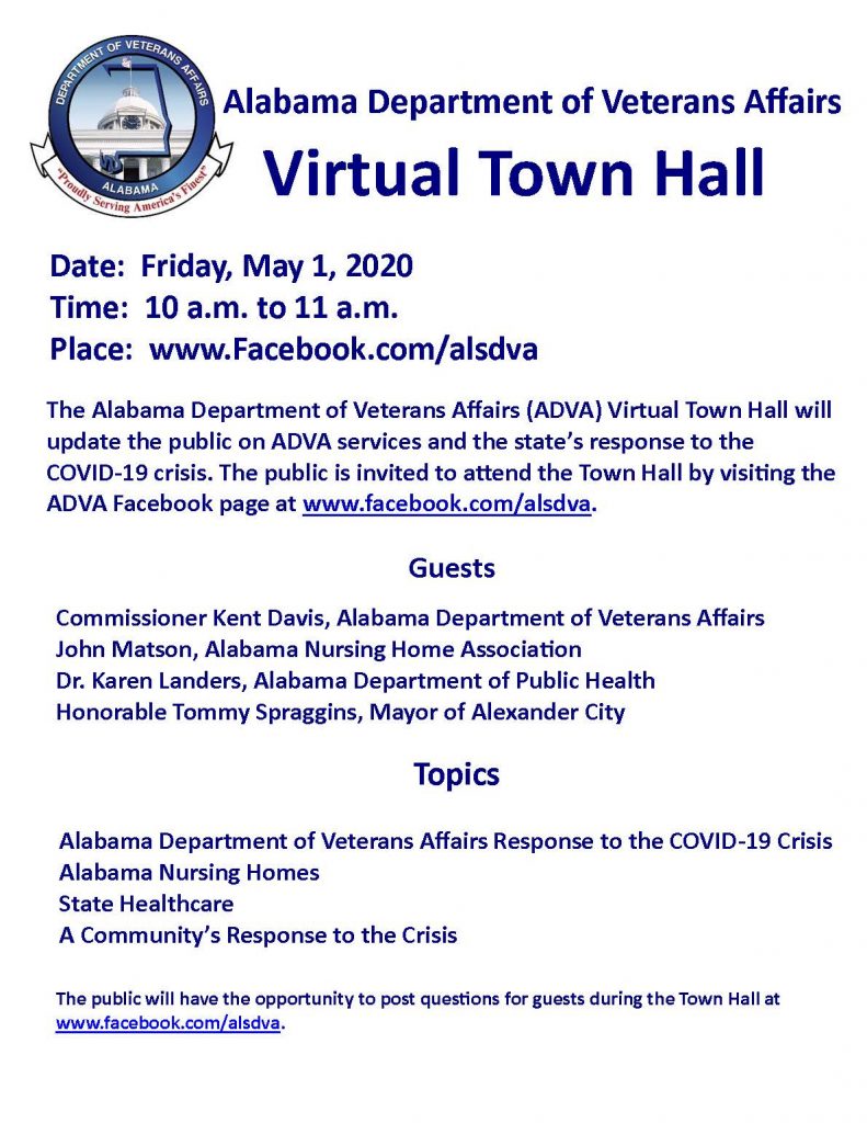 ADVA Virtual Town Hall Alabama Department of Veterans Affairs