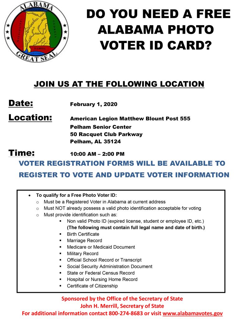 Free Alabama Photo Voter ID Card Alabama Department of Veterans Affairs