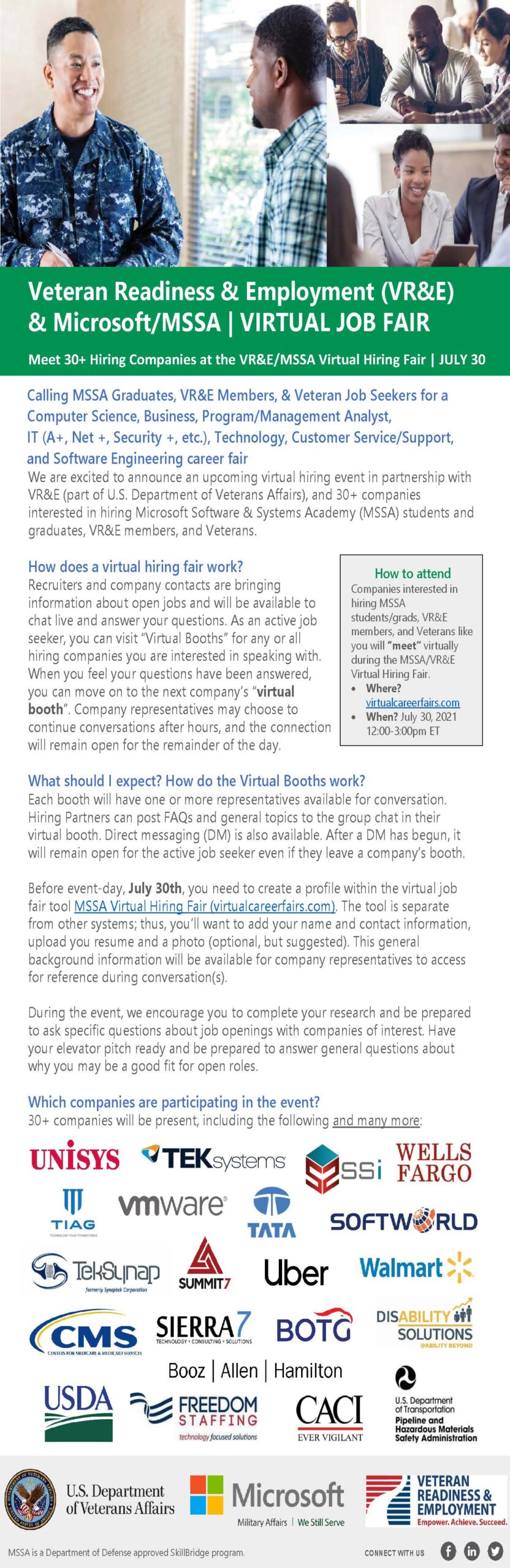 VR&E & MSSA Virtual Job Fair Alabama Department of Veterans Affairs