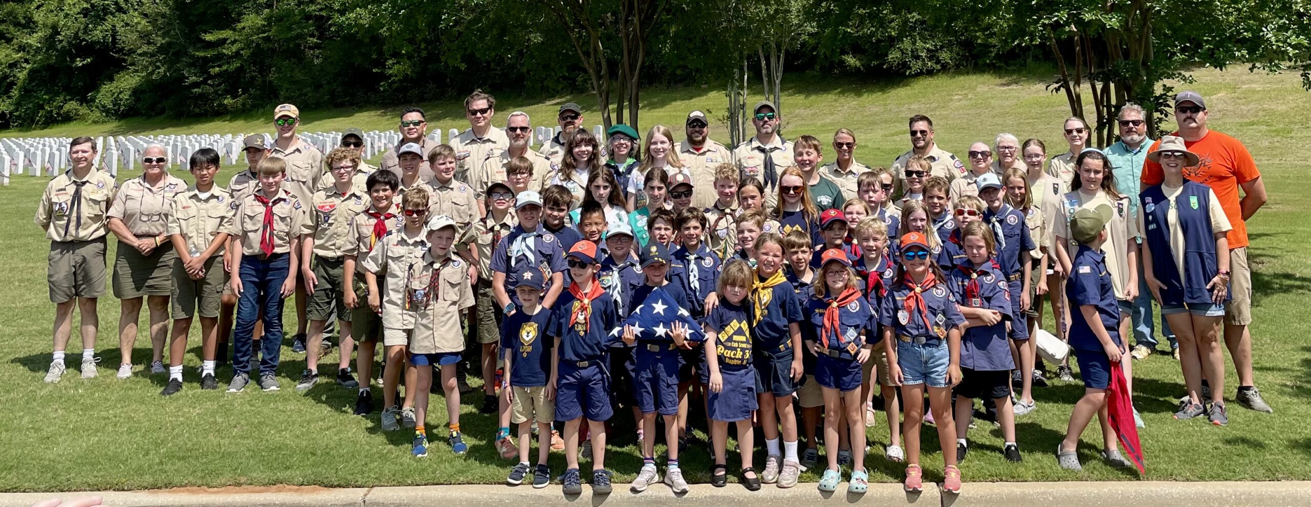 Scouts at Family Wreath Day at Veterans Cemetery