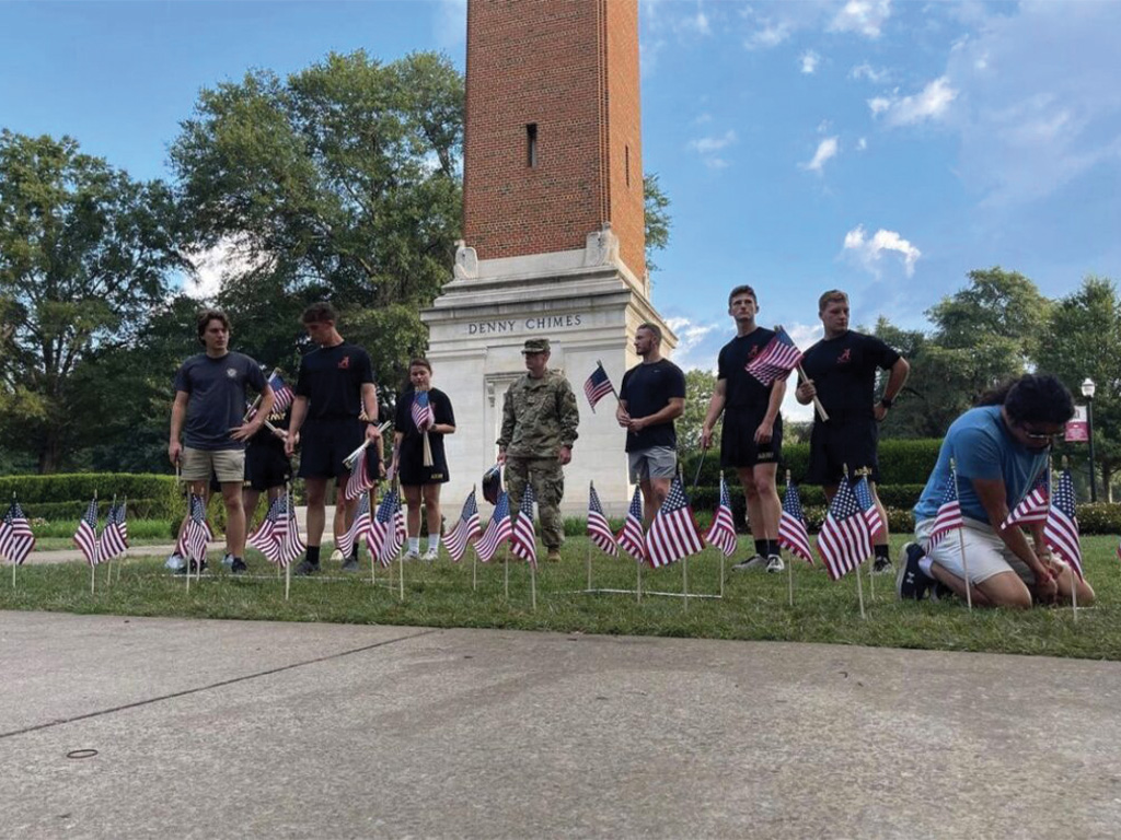 Photo of placing flags in the ground